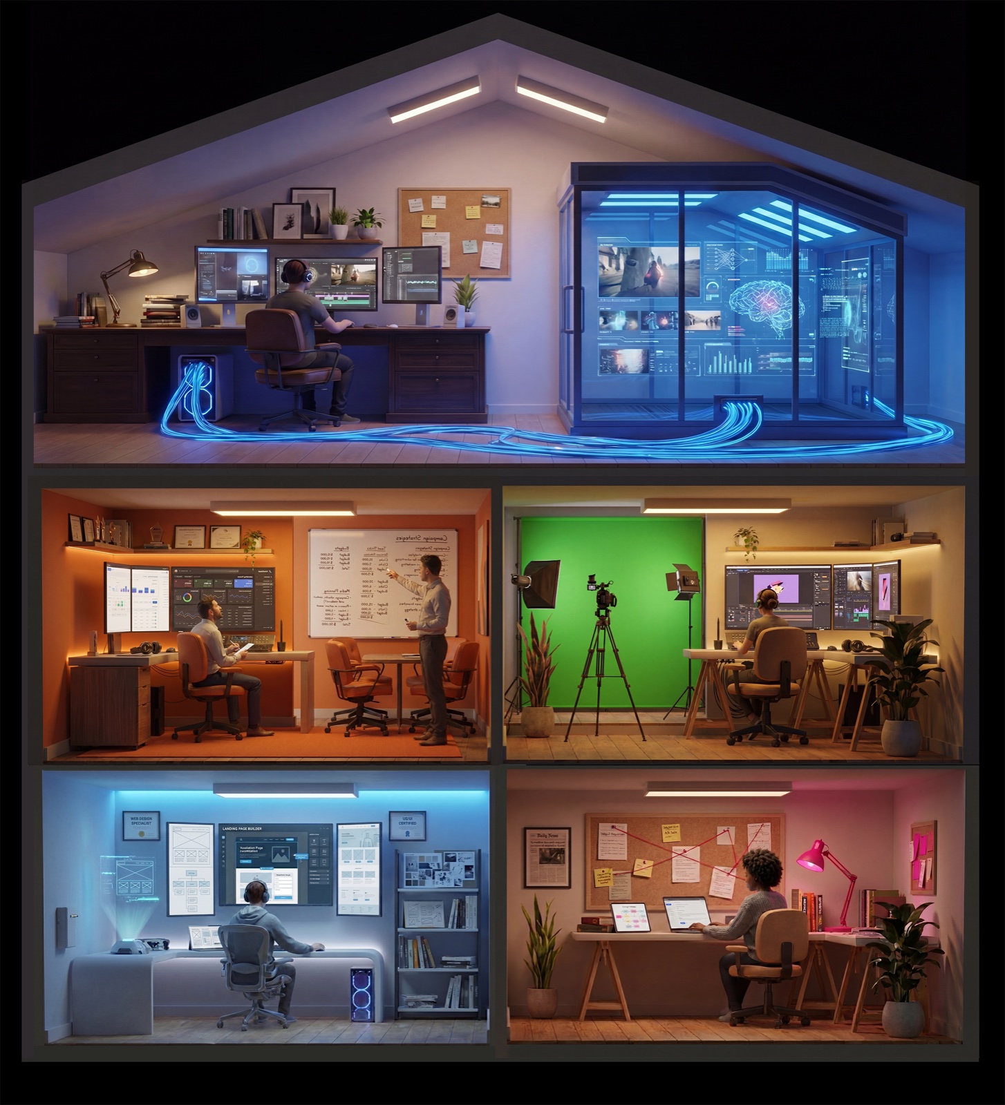 ScaleHouse — five service rooms inside a single house